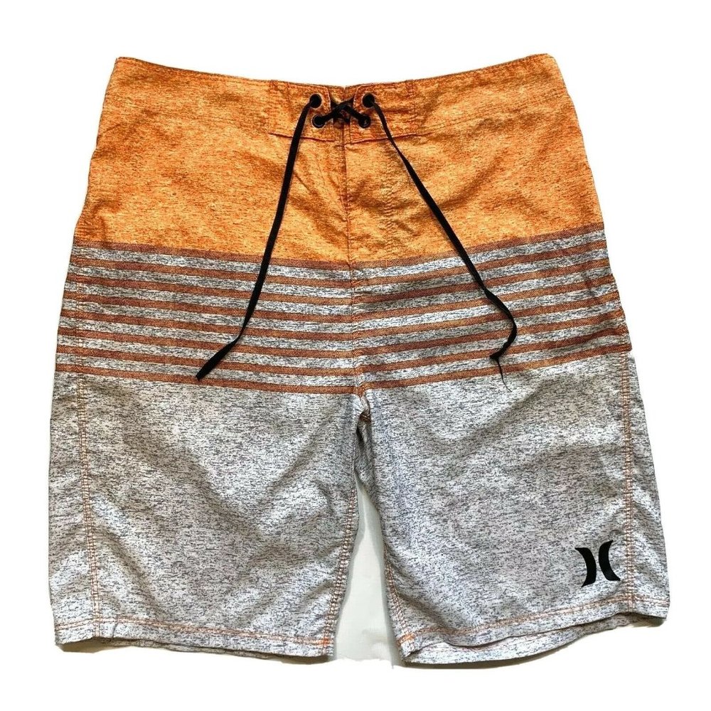 Hurley Board Shorts Swim Trunks‎ Mens 30x9 Striped Heather Surfing Beach Summer